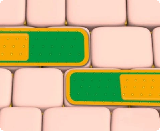 Visualisierung eines Pflasters, das auf die geschädigte Darmbarriere geklebt wird